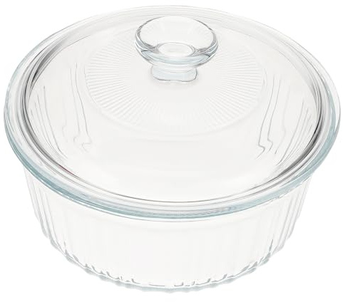 MUCKLILY Cocotte Ronde Verre Avec Couvercle Transparent Pour Four Et Cuisinière Plat De Cuisson Verre Pour Petites Familles