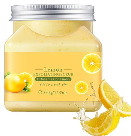 Scrub per il corpo al limone, esfoliante per il corpo delicato e idratante, nutre la pelle e una pulizia profonda, esfoliante per il corpo e la rimozione della pelle morta, per corpo, mani, piedi