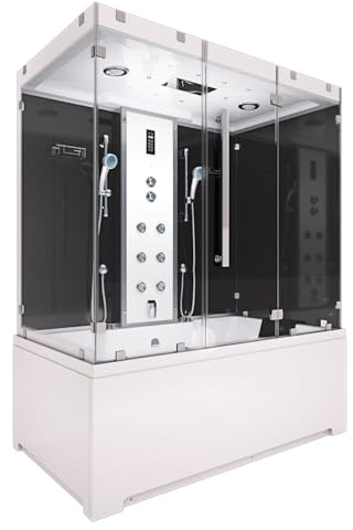 Kombination Badewanne Dusche K80-SW-EH-C-EA Duschtempel 180x100 cm