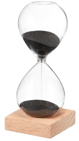 PATIKIL 10 Minutes Sand Timer, Sand Watch with Wood Base Hour Glass Sandglass Timer Clock for Living Room Home Office Restaurant Decoration, Black
