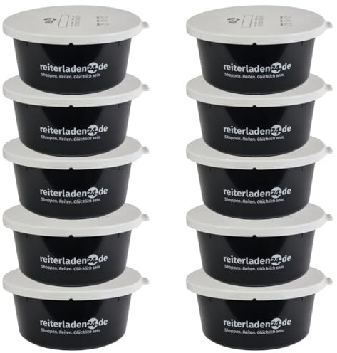 RL24 - Leckerlischale – Schwarz – 10 Schalen á 2l (10er Set) | Müslischale mit Deckel für Pferde – Futterschale zur Aufbewahrung von Leckerli & Pferdefutter – Leckerli-Dose