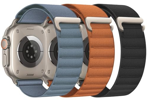 3 Stück Alpine Loop Kompatibel mit Apple Watch Armband 45mm 44mm 46mm 49mm 42mm für Damen Herren, Sport Loop Nylon Sportarmband mit C-Haken für iWatch Ultra 3 2 SE Series 11 10 9 8 7 6 5 4 3 2 1