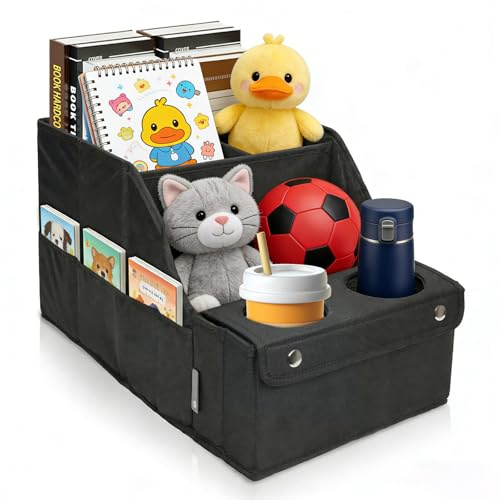 Beafaoo Autositz Organizer, Faltbar Auto Organizer Kinder, Rücksitz Organizers Mit Getränkehalter, Geeignet für Rück- und Beifahrersitze, Zur Aufbewahrung von Büchern, Spielzeug und Snacks