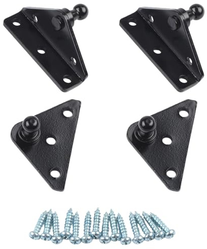 Homeponnew Staffa di montaggio a perno a sfera per puntoni a gas, supporti di sollevamento - Hardware in acciaio da 10 mm con staffe di tipo L e piatte, compatibile con cerniere del cofano