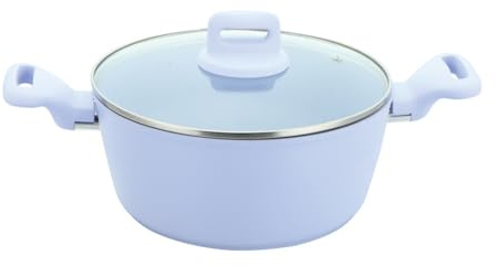 4.2L Stockpot with Lid Non Stick Cooking Pots Induction Base Aluminum Casserole Pot for Cooking Soups & Brew Boiling Stews Pots (Purple, 24cm Stock Pot)