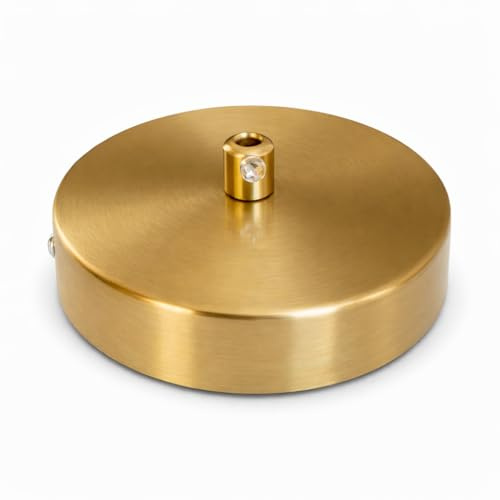 PUNTO ES LIGHTING Takrosett Guldmatt 120 x 25 mm – Taklock och Lampfäste, 1 Styck med Monteringssats i Stål 0,7 mm