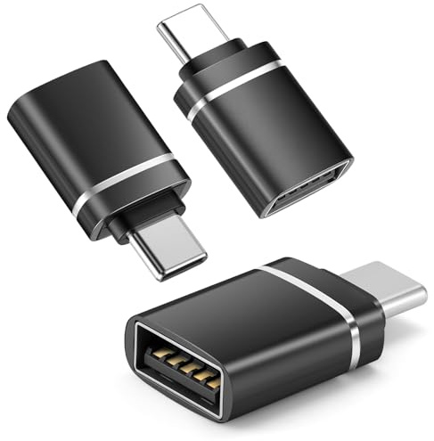 Lakeronelove USB C till USB-adapter, USB 3.2 10 Gbps C hane till en hona adapter Thunderbolt 4 3 OTG kompatibel med iPhone17 16, MacBook Pro iPad Mac mini och mer (3, svart)