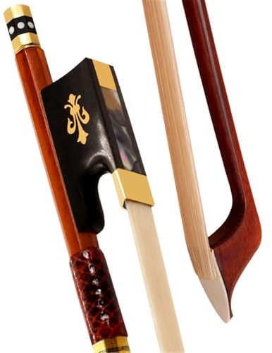 Professioneller Geigenbogen Brasilianisches Holz Performance Zubehör Golddrahtbogen 1/8 Lang 51cm(1/2)