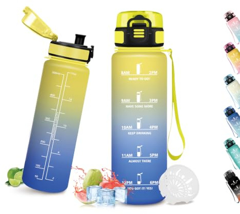 Grsta 500 ml drickflaska, läckagefri, vattenflaska för skolan, Maison | Motiverande vattenflaska, motiverande flaska, med säkerhetslås, motiverande slogan, lätt att öppna, för fiske, fest