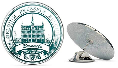 Brussels Belgium Round Metal 0.75 Lapel Pin Hat Shirt Pin Tie Tack Pinback