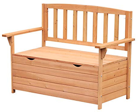 Outsunny Outdoor 2 Seater Garden Bench Backrest 112 x 84 x 58 cm Natural