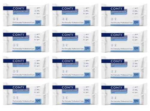 Conti Soft - Patient Cleansing Dry Wipes, Everyday Cleaning, Ideal for Sensitive Fragile Skin, Wipe Size 32cm x 30cm, 100 Wipes Per Pack - 12 Pack