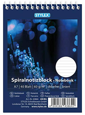 10x Spiral-Notizblock / Schreibblock / DIN A7 / liniert