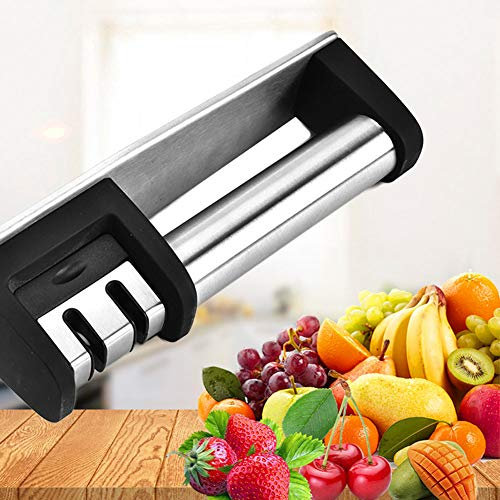 DUYER Afilador de Cuchillos de Cocina, Herramienta de Afilado Multifuncional Cocina Afilador de Cuchillos de Cocina Cuchillo pequeño Antideslizante Inicio Herramientas Black