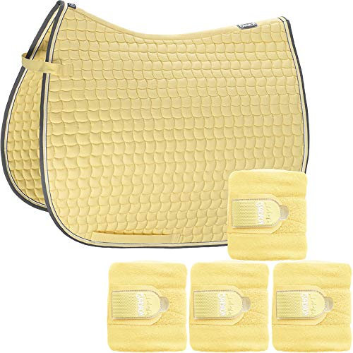 Eskadron Set Basic Cotton Schabracke mit Fleecebandagen in Banana, Größe:Vielseitigkeit (VS)