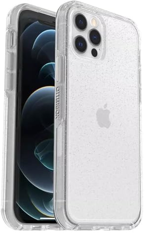 OtterBox iPhone 12 & iPhone 12 Pro Symmetry Series Case - Stardust (Silver Flake/Clear), Ultra-Sleek, Wireless Charging Compatible, Raised Edges Protect Camera & Screen