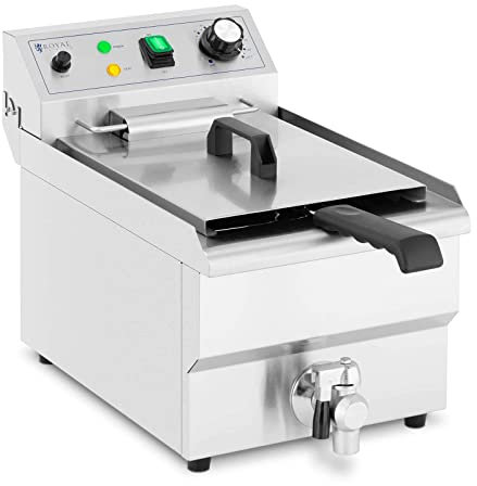 Royal Catering RCPSF 9ETH Friteuse Électrique Professionnelle Semi-Professionnelle Avec Robinet De Vidange 9 Litres Monophasé (3 000 W, 50-190 °C, 230 V)