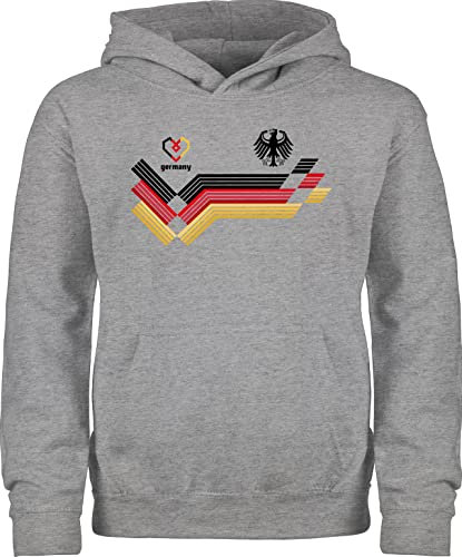 Shirtracer Kinder Hoodie Jungen Mädchen - Fußball EM WM - Deutschland Germany Adler Schwarz Rot Gold - 140 (9/11 Jahre) - Grau meliert - deutschlandtrikot Europameisterschaft German Pullover
