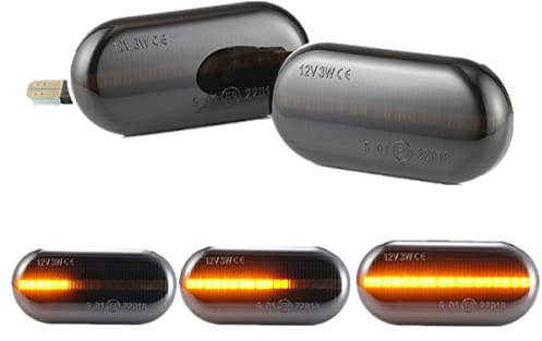 LEDFEWAG 2 pièces LED Feux de jour Clignotant Latéraux Dynamique Ambre Compatibile pour Smart FORTWO Coupe Cabriolet Compatibile pour Renault Clio 1 2 KANGOO MEGANE pour Duster Dokker Lodgy