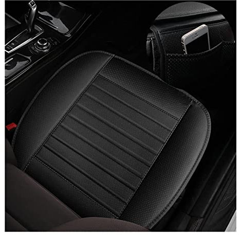 CGEAMDY Universal Leather Car Seat Cover, Front Car Seat Cushion, Car Seat Cushions, Seat Protection, Anti-Slip, Soft, Breathable Bamboo Charcoal (Black)