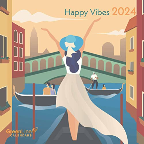 GreenLine Happy Vibes 2024 - Wand-Kalender - Broschüren-Kalender - 30x30 - 30x60 geöffnet