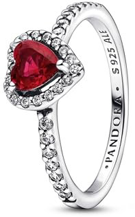 PANDORA Damenring Erhabenes Herz Rot 198421C02-60 Ringgröße 60/19,1