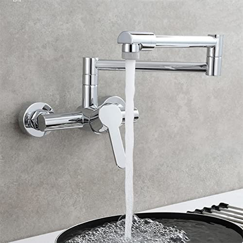 ZYCDP Küchenarmatur Wandmontage,chrom,Einhebelmischer Messing,Küchenarmatur Spültischarmatur Armatur für Ausgussbecken,Heiße und Kalte Wasserhahn,Wandarmatur Spültischarmatur,Dualmodus