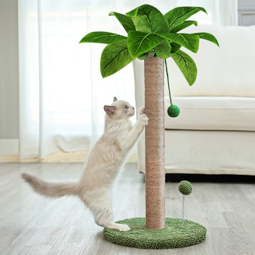 Dohump Tiragraffi per Gatti, Tiragraffi per Gatti da 66 cm con Corda Sisal Premium, Simpatico Tiragraffi con Giocattoli Pendenti e Palla a Molla per Gatti Piccoli da Interno