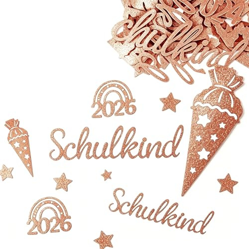 50 Stück Schulkind Konfetti Glitzer Einschulung 2026 Streudeko Groß Schulkind Schultüte Tischdekoration für Schuleinführung Schulanfang Junge und Mädchen Einschulungsfeier