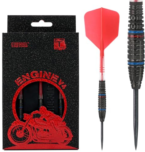 CUESOUL Engine V4 21g Punta in Acciaio 90% tungsteno Set di dardi con Pittura a Olio rifinita e Volo unificante ROST T19 Carbonio