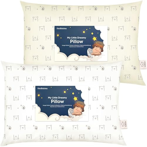 2er Pack Kleinkind Kissen 33 x 45 cm - Weich Bio Baumwolle Kissen Kinder - Kleinkind Kopfkissen Zum Schlafen - Kleines Kinder Kissen - Kinderkopfkissen für Kleinkinder - Kinderkissen (Bumble Bear)