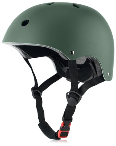 OUWOR Adult Skateboard Bike Helmet for Men and Women, Lightweight Adjustable, Multi-Sport for Bicycle Skate Scooter (Blackish Green, Large)