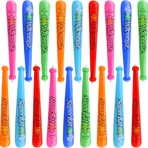 Sonarun Aufblasbare Baseballschläger zum Aufblasen von Baseballschlägern für Kinder, Karneval, Geburtstag, Baseball, Partyzubehör, 6 Farben, 80 cm, 18 Stück