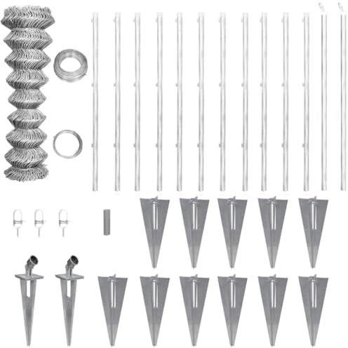 Hardware Item-Chain Link Fence with Posts Spike Galvanised Steel 25x1.25 m