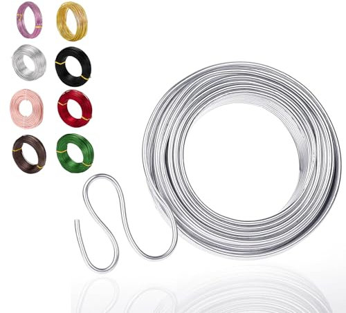 9 Gauge Aluminum Craft Wire,3mm 50 Ft/15m Silver Bendable Metal Crafting Wire for Floral Making Wire,Sculpting Metal Wire,Jewelry Making Wire,Binding Wire for Flower Wreath Making,Xmas Wreath Wire