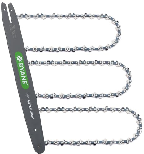 BYANE 16 Inch Chainsaw Guide Bar and Chain Pack, 3/8 LP Pitch, 050 Gauge, 55 Drive Links, Fits STIHL 021, MS 170 MS 180, MS 180 c, MS 210, MS 211, and More - S55 (3 Chains+ 1 Bar)