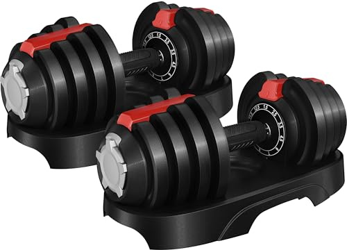 Yaheetech 2er Verstellbare Hanteln 11-in-1 Kurzhanteln 1,5 kg bis 12,5 kg Hantel Schnelleinstellung Gewichtsstufen 2er Kurzhantel für Zuhause & Fitnessstudio