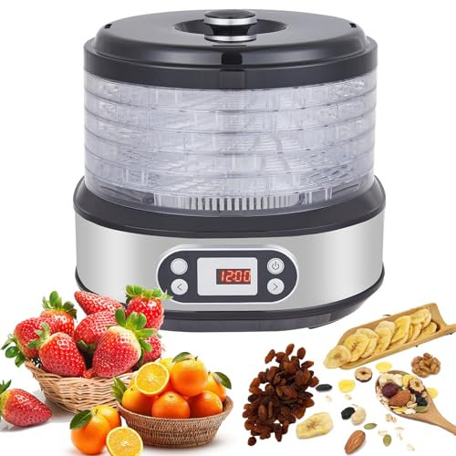 Essiccatore per Alimenti per la casa, essiccatore per Frutta e Verdura a 6 vassoi con Controllo della Temperatura Regolabile da 35-70 ℃ e Timer da 30-72 Ore, essiccatore per Frutta per Carne secca