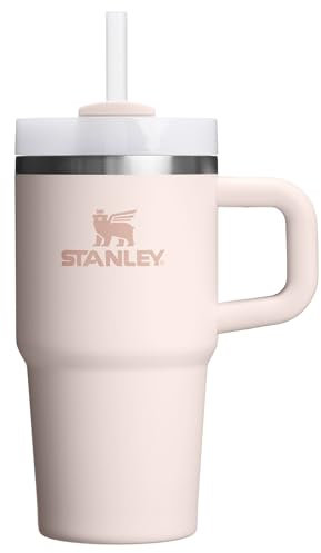 Stanley Quencher H2.0 Cup with Handle and Straw, 600 ml, Flowstate Lid with 3 Levels | Cup Holder Compatible for Travel | Insulated Stainless Steel Cup | BPA Free | Rose Quartz 2.0