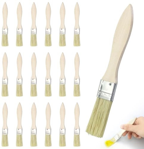 20 Stück Kleine Pinsel Borstenpinsel Set 16cm Flachpinsel Lackierpinsel Malerpinsel Lack Fensterpinsel mit Holzgriff für Farben Kunst Malerbedarf Lacke Malerei DIY Streichen von Wänden