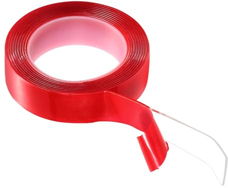 QUARKZMAN Nastro Nano Biadesivo 10FT x 1.2 x 0.08 Nastro di Montaggio Trasparente Rimovibile Multiuso Lavabile Impermeabile Strisce Adesive per Appendere Quadri con Rivestimento Rosso