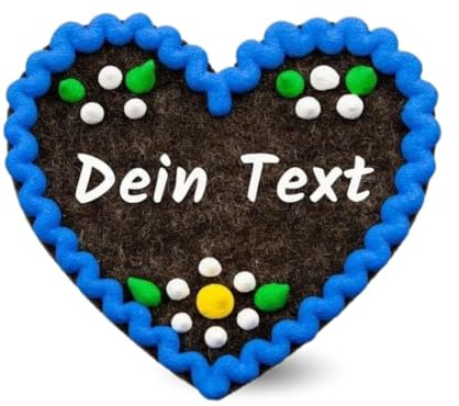 Bavariashop | Filz-Herz-Anstecker mit Wunschname | Hochzeit Namensschild als Anstecker Pin | Herz Namensschilder für Kleidung | Oktoberfest Party Namenskarten | 6,5cm x 7 cm