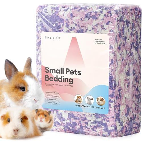 BUCATSTATE Ropa de cama para hámster de 15 litros, 99 % libre de polvo, ropa de cama de papel de control de olores, acogedora ropa de cama de animales pequeños para conejos, ratas, hámsteres enanos