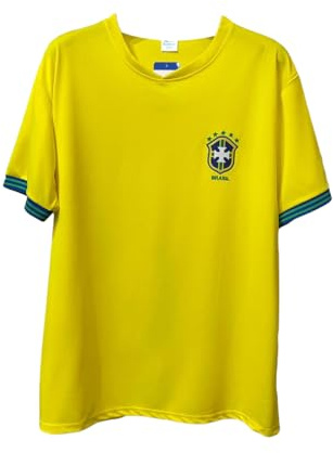 JYC CREATIVE Camiseta de Deporte y Fútbol, para Colegio, Regalo para hombre y mujer (Brasil, L)