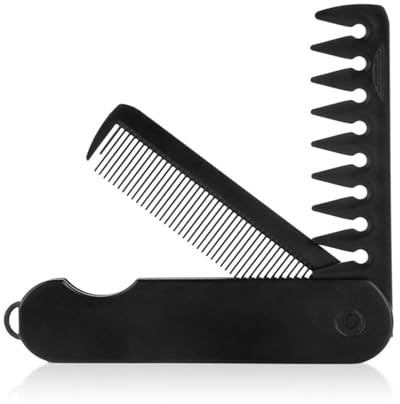 Beard Comb - ShiningUU 2-in-1 Folding Pocket Comb for Men, Black Fine Tooth & Wide Tooth Travel Combs with Flip Design, Styling Mens Combs for Everyday Hair, Beard & Mustache Grooming