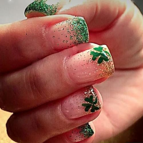 Green Shamrock Press Su Unghie Set Stick On Nails Moda Nails Accessori Per Festa di Patrizio E Accessori Per Unghie Più Alla Moda