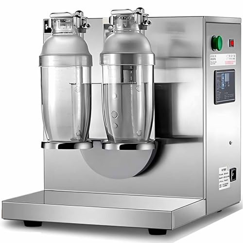 LSBHPPD Máquina Agitadora Eléctrica de Doble Marco para Té con Leche, Cócteles,Bubble Tea,Boba,Zumo,Café,Vino,con Acero Inoxidable & 2 Tazas Dobles PC 1000 ML,Temporizador Digital 6-120 S