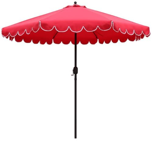 Grand parasol de terrasse de 2,7/3 m avec protection UV50+, manivelle ouverte 8 baleines, auvent de marché, de plage, pour jardin, piscine, terrasse, événements en plein air