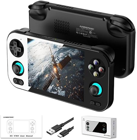 Anbernic RG476H Retro Handheld Game Console 4.7-inch LTPS in-Cell Screen No Card Android 13 System 128G Storage Support AI Functions 3D Hall Effect Joystick WiFi Bluetooth HD and TV Output Black