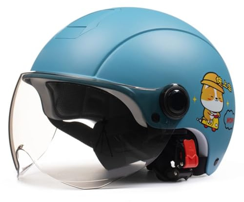 Casco Da Motociclista Per Bambini, Casco Da Scooter Per Bambini Con Visiera Parasole Per Bambini E Bambine Dai 3 Ai 10 Anni, Casco Jet Da Moto Per Bambini 3/4 Omologato ECE 22.06 A,50-54cm